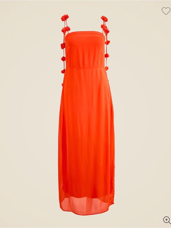 J. Crew Chiffon Rosette Strap Dress Orange
